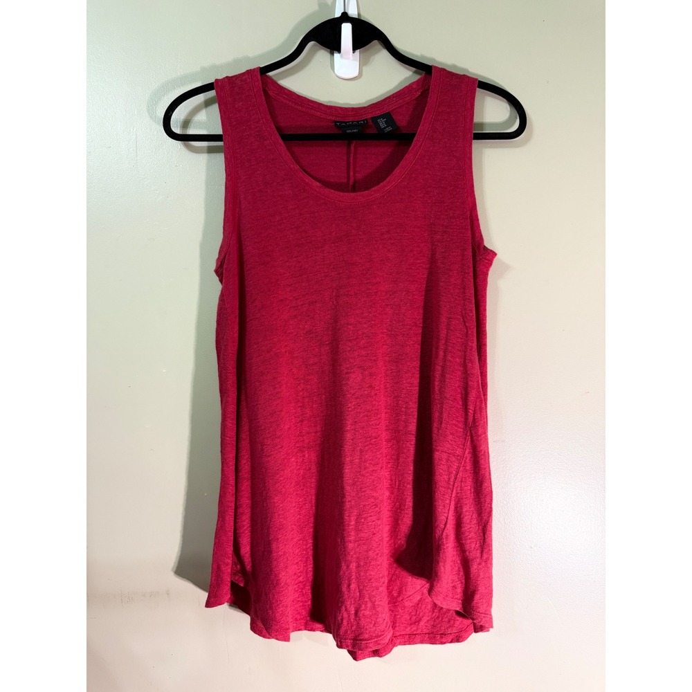Tahari 100% Linen Tank Top Pink Sleeveless Scoop Neck Knit‎ Shell Womens Medium